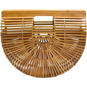 Womens Bamboo Handbag Handmade Large Tote Bag Straw Beach Bags Beach Purse